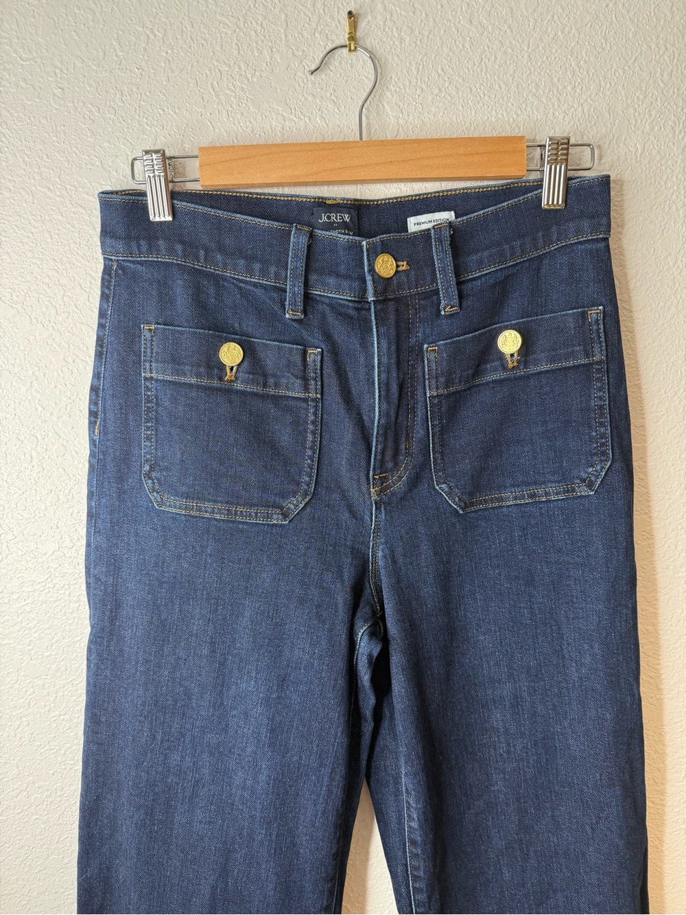 J.Crew Premium Edition Full-Length Sailor Wide-Leg Jeans Dark Wash Size 27 - Picture 5 of 13